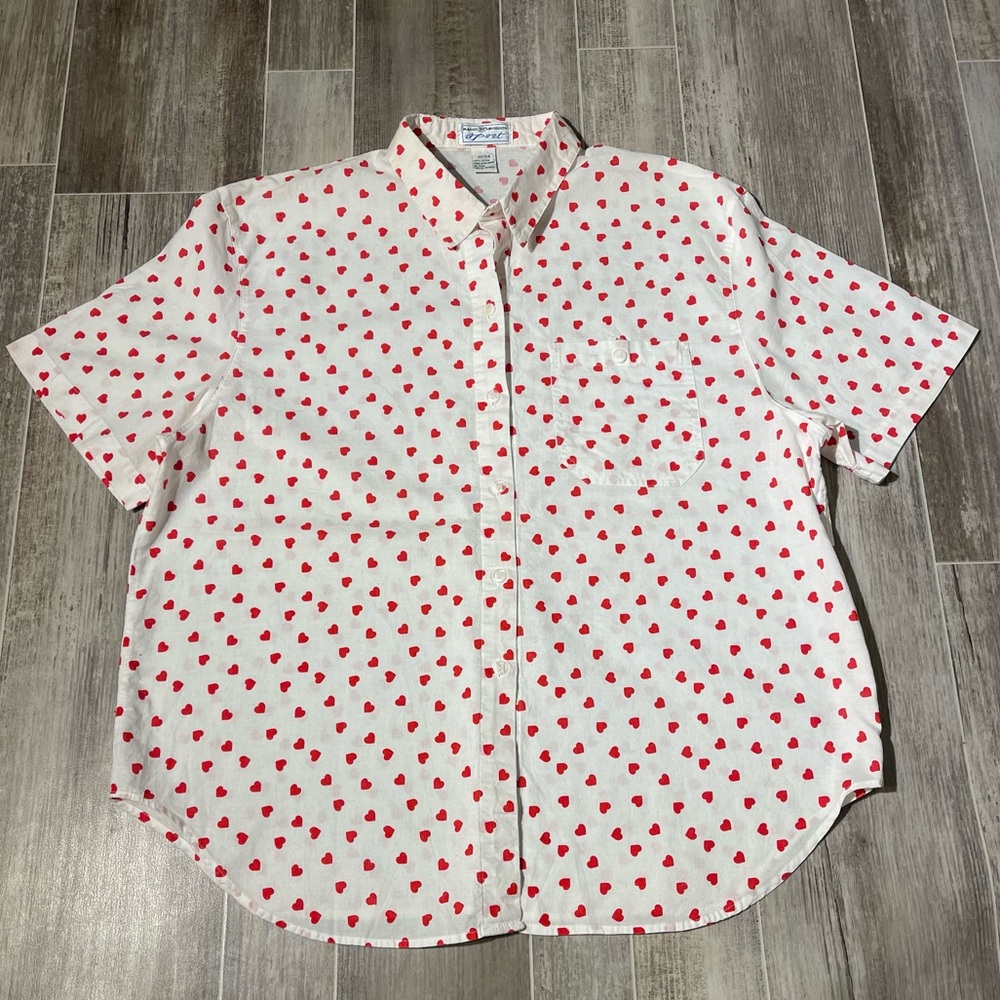 Vintage Maggie Lawrence Sport All Over Heart Button Up Shirt 22/24